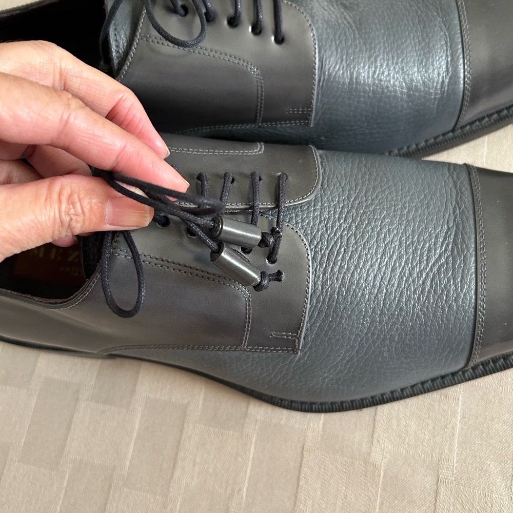 Mezlan Soka Grey Cap Toe Leather Lace Up Dress Shoe - Picture 9 of 16